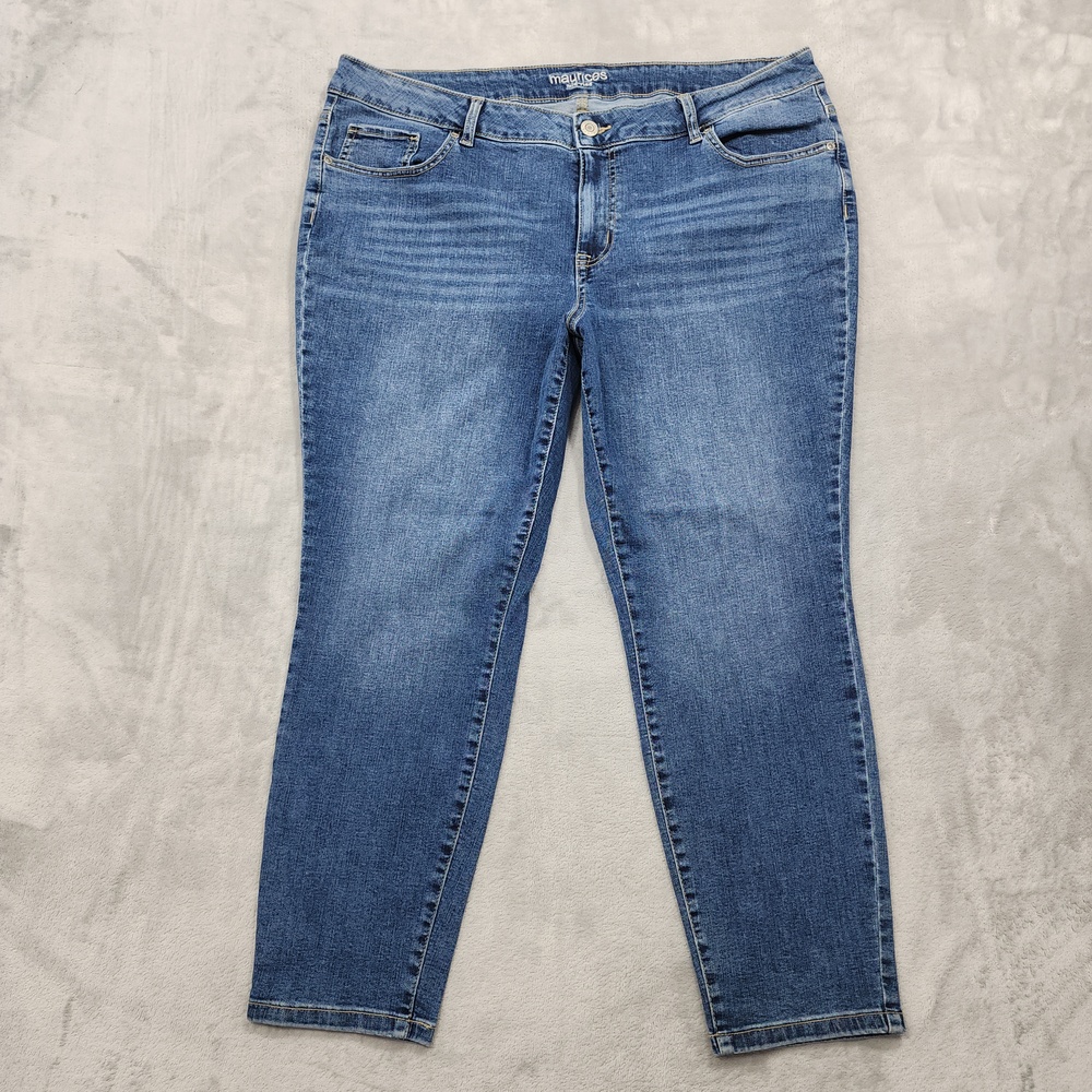 Maurices Jeans Womens 20W SHORT Blue Mid Rise Skinny Leg Stretch Denim Casual